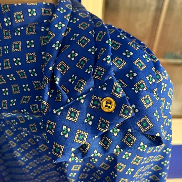 Christin Michaels blouse, small, EUC, bright blue, gold buttons - Picture 8 of 14